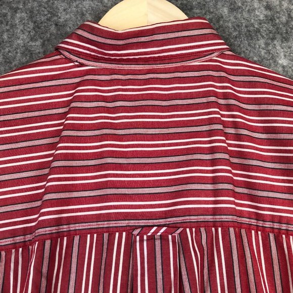 Vintage Chaps Shirt L Red Striped Long Sleeve Easy Care Casual Button Up Pocket - Picture 9 of 11